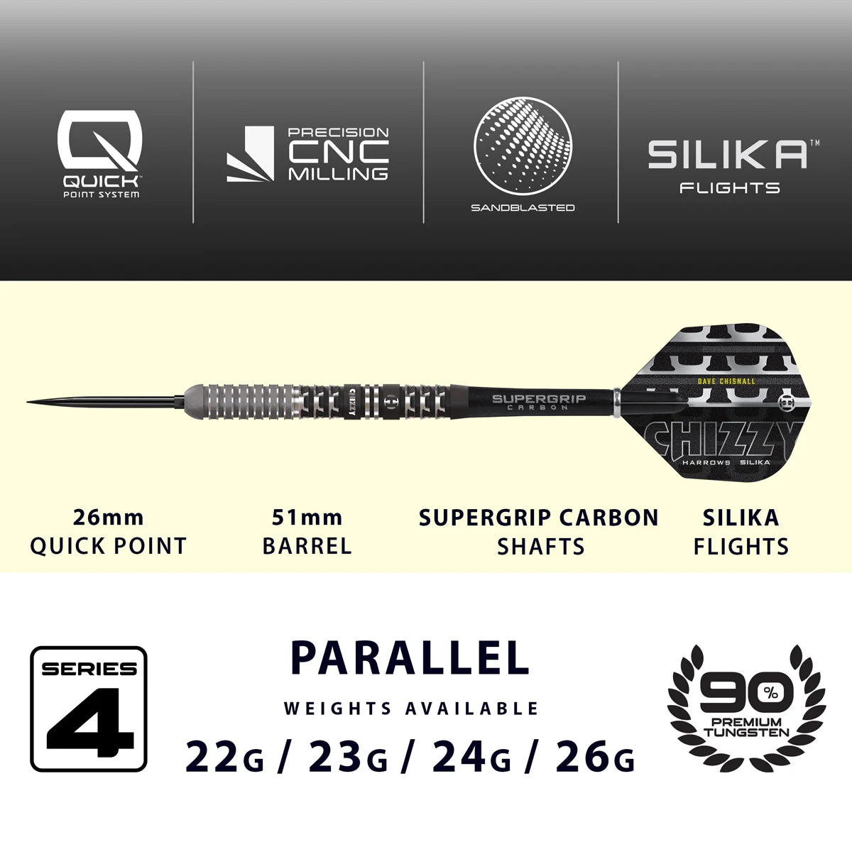 Harrows Dave Chisnall ‘Chizzy’ Series 4 90% Quick Point Darts