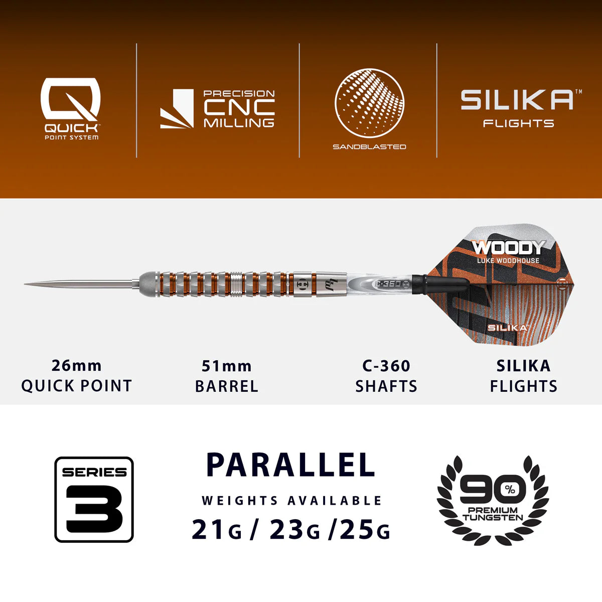 Harrows Luke Woodhouse Series 3 90% Quick Point Darts