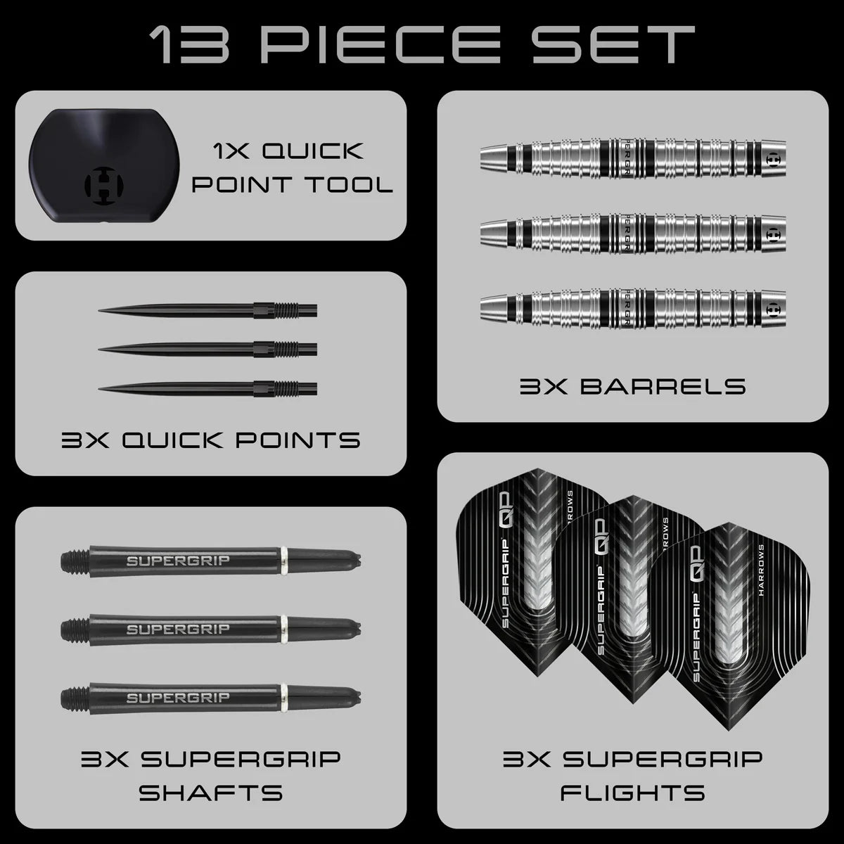 Harrows Supergrip Torpedo 90% Tungsten QP Steel Tip Dart