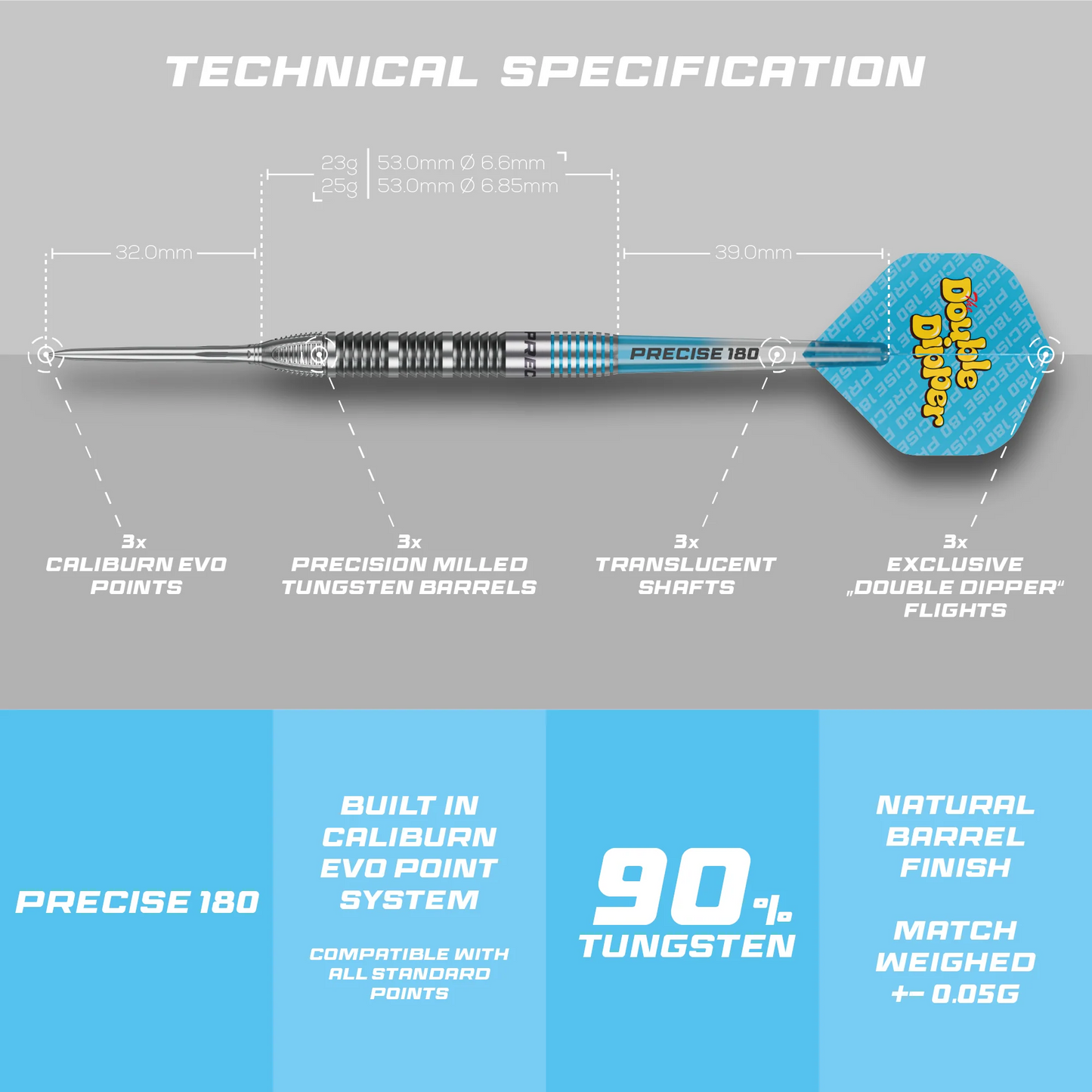 Precise180 Bella ‘Double Dipper’ Steel Tip Darts