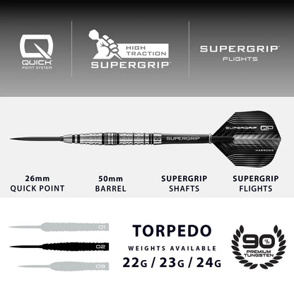 Harrows Supergrip Torpedo 90% Tungsten QP Steel Tip Dart