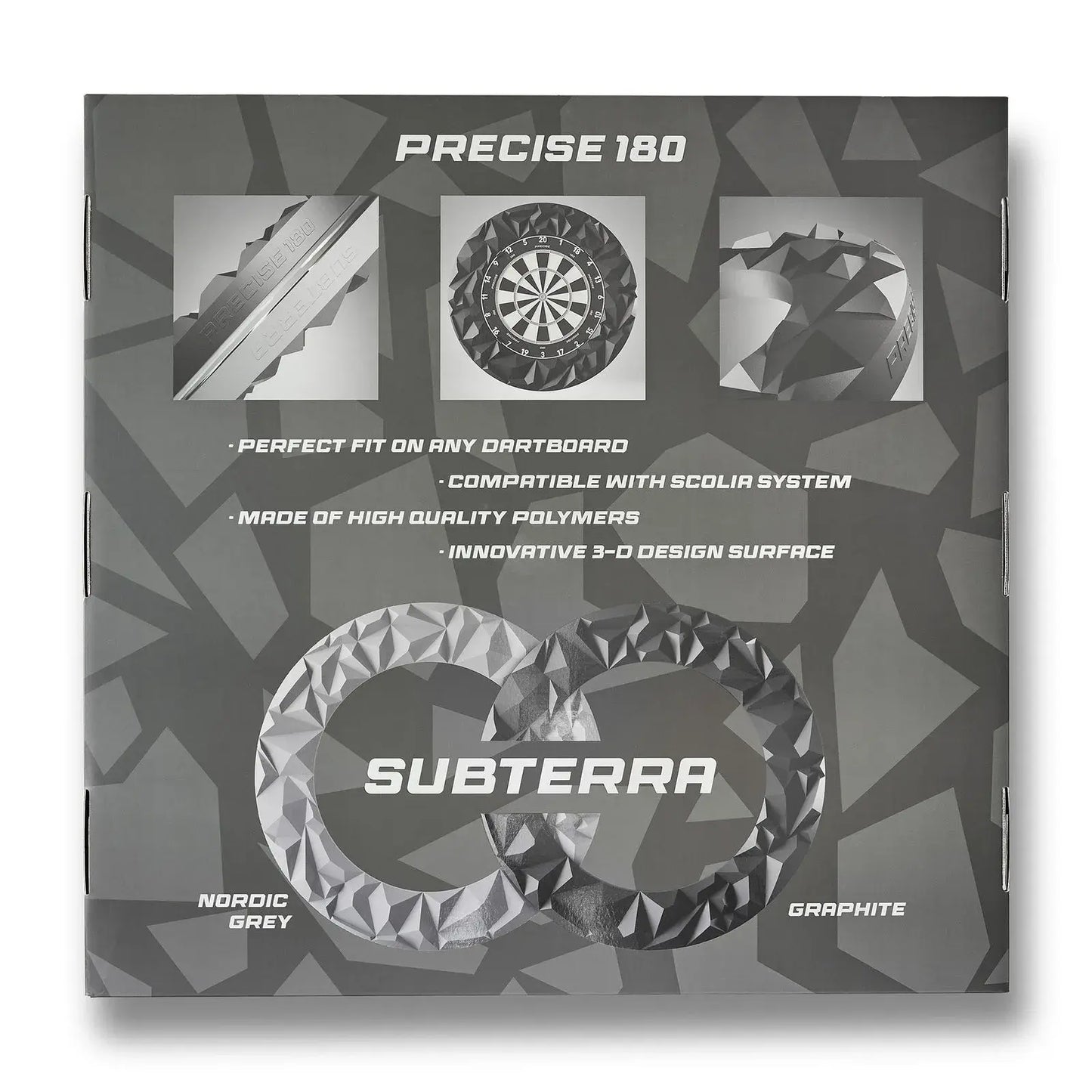 Precise180 ‘Subterra’ Nordic Grey 3D Dartboard Surround