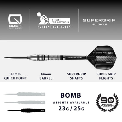 Harrows Supergrip Bomb 90% Tungsten QP Steel Tip Dart