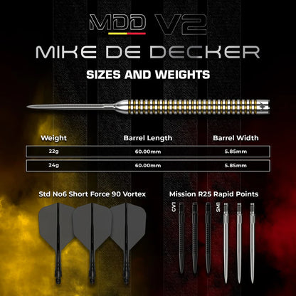 Mission Mike De Decker V2 R2.5 95% Steel Tip Darts