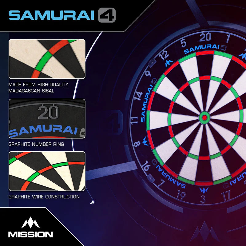 Mission Samurai 4 - Professional Dartboard - Graphite Spider