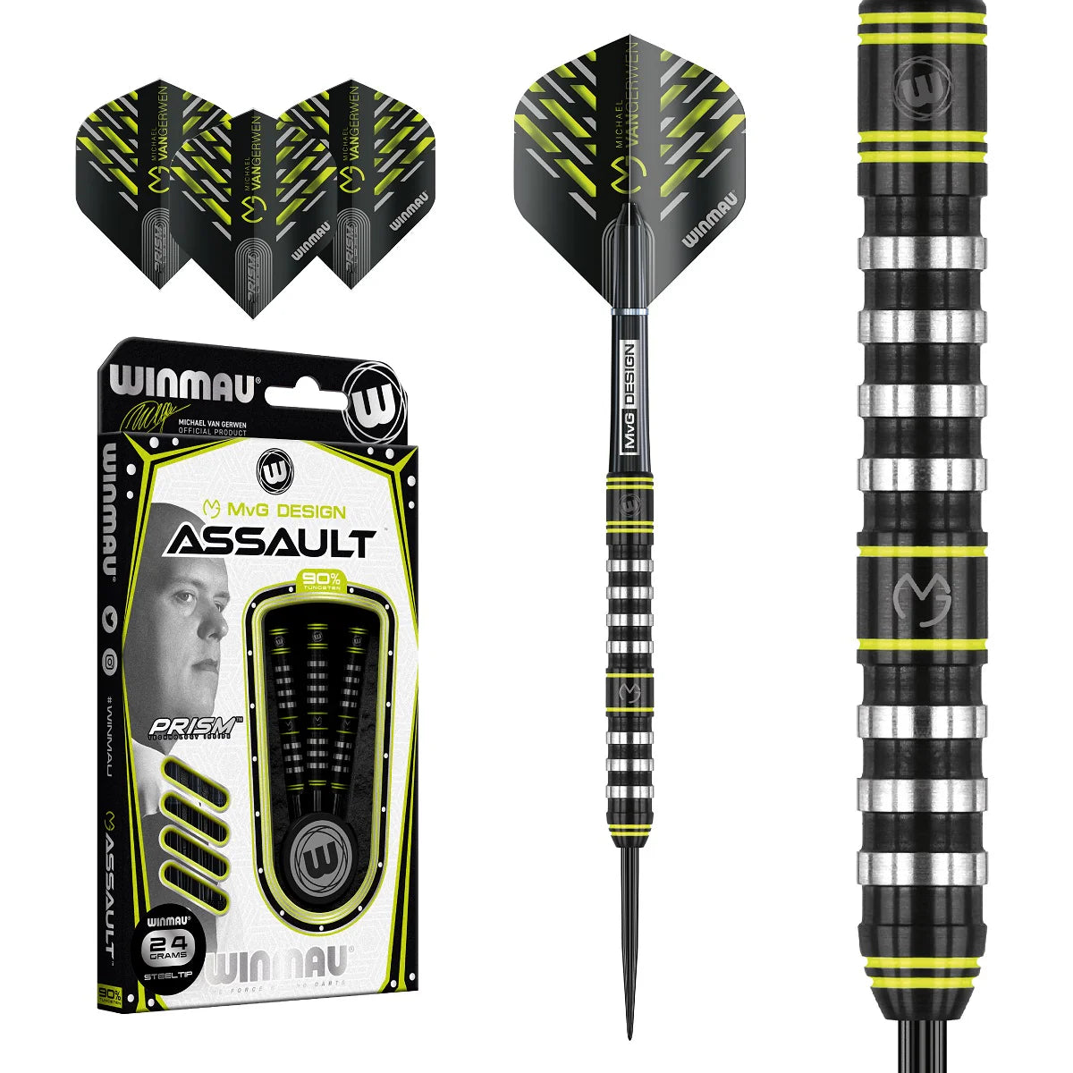 Winmau Michael Van Gerwen MVG Assault 90% Steel Tip Darts