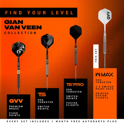 Winmau Gian Van Veen W-Max 90% Switch Point Darts