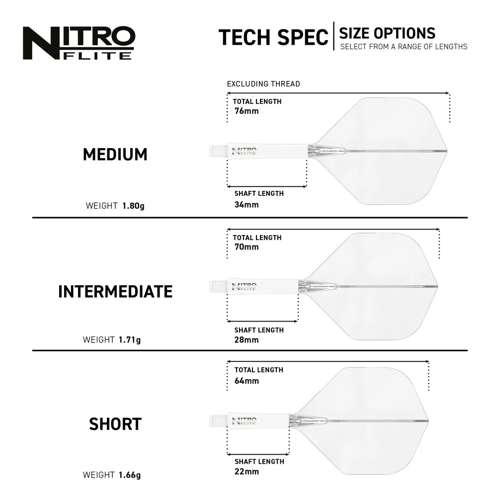 Red Dragon Nitro Flite - Integrated Flight and Shaft White & Clear